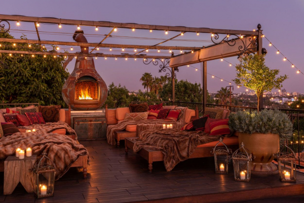 The cozy rooftop at The Petit Ermitage Hotel