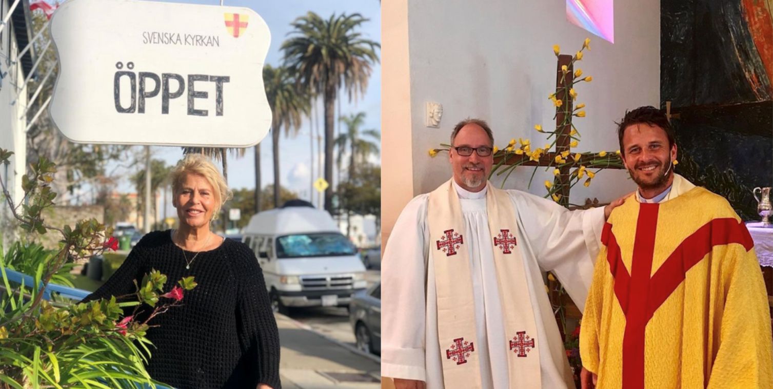 Church of Sweden LA’s Viveca Bratt (left photo) & Church of Sweden LA’s Easter Service in 2019