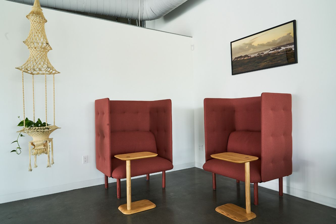 Two chairs in the YOUBE office